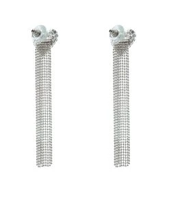 Alamour The Label Monique Silver Diamante Heart Earrings