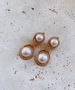 Alamour The Label Ariah Gold Pearl Drop Earrings