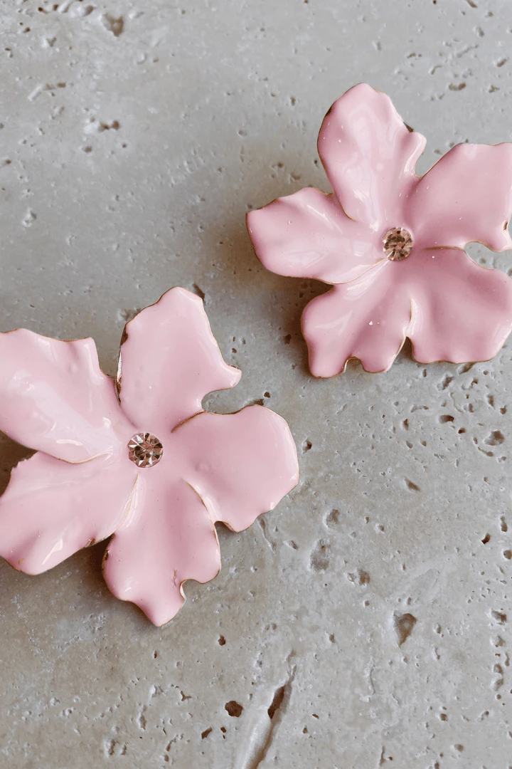 Alamour The Label Akira Pink Flower Stud Earrings 4 Alamour The Label Akira Pink Flower Stud Earrings