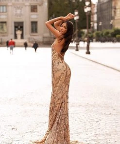 Alamour Made-To-Order Agata Sequin Gown - Gold Made-To-Order Gowns