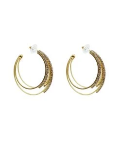 Alamour The Label Alani Gold Diamante Hoop Earrings
