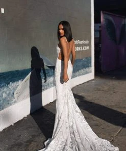 Alamour Made-To-Order Janice Sequins Gown - White