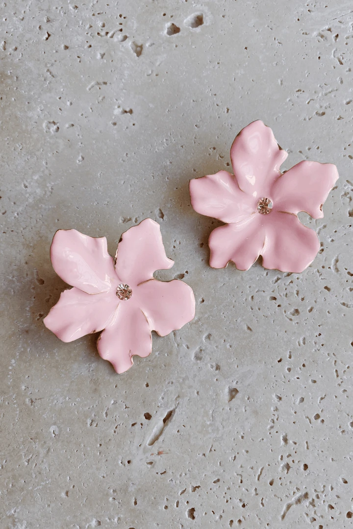 Alamour The Label Akira Pink Flower Stud Earrings 3 Alamour The Label Akira Pink Flower Stud Earrings