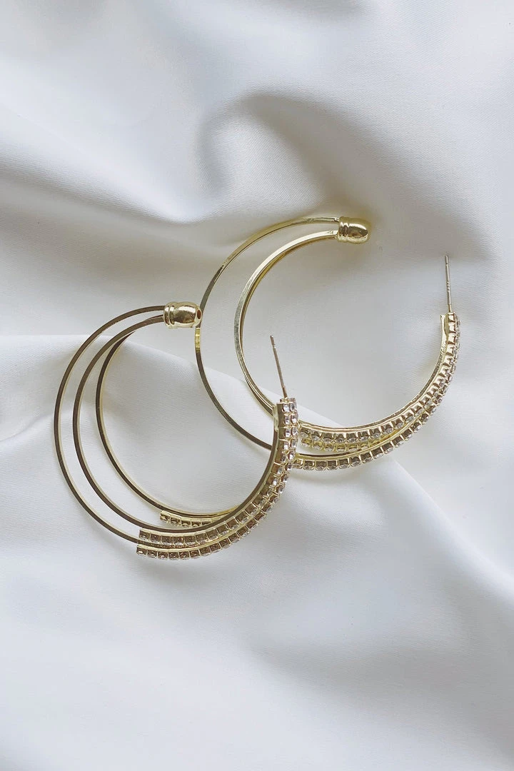 Alamour The Label Alani Gold Diamante Hoop Earrings 5 Alamour The Label Alani Gold Diamante Hoop Earrings