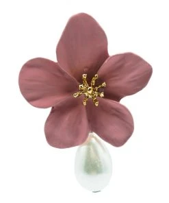 Alamour The Label Adele Pink Flower Pearl Studs NEW ARRIVALS