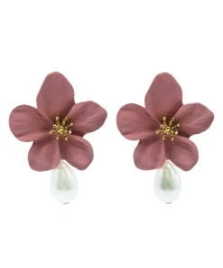 Alamour The Label Adele Pink Flower Pearl Studs NEW ARRIVALS