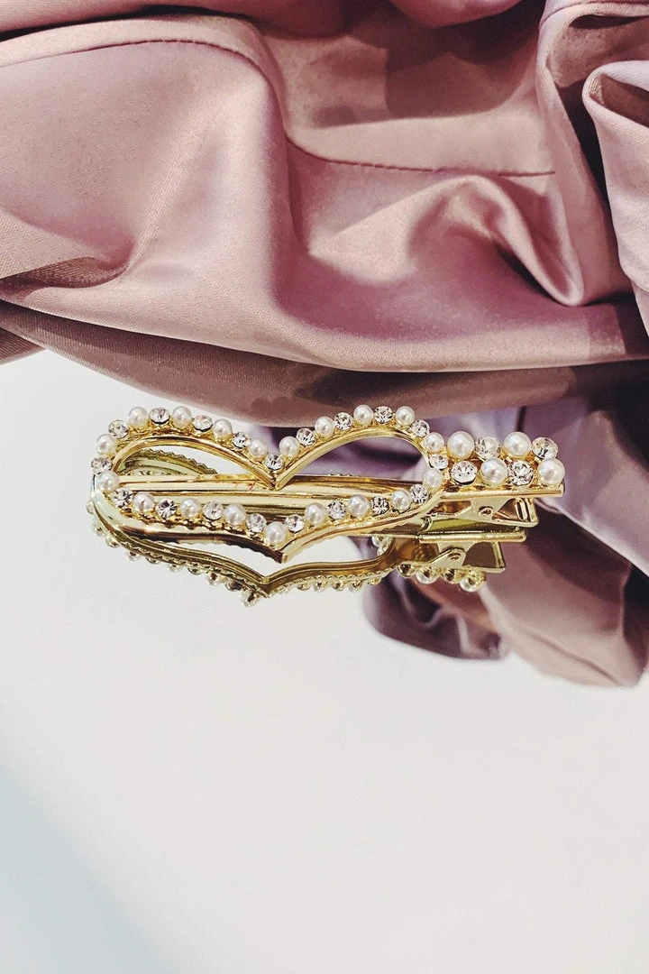 Alamour The Label Hair Accessories Gold Diamante Pearl Heart Hair Clip 4 Alamour The Label Hair Accessories Gold Diamante Pearl Heart Hair Clip