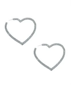 Alamour The Label Gaia Silver Crystal Heart Hoop Earrings