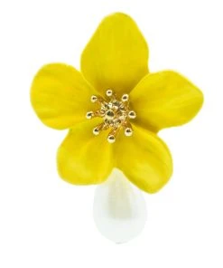 Alamour The Label Adele Yellow Flower Pearl Studs NEW ARRIVALS