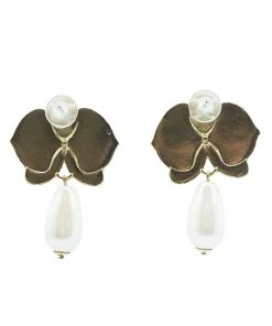 Alamour The Label NEW ARRIVALS Mia Flower Stud With Pearl Drop Earrings