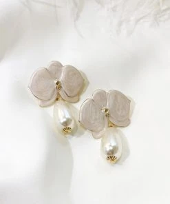 Alamour The Label NEW ARRIVALS Mia Flower Stud With Pearl Drop Earrings
