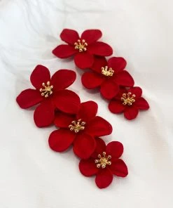 Alamour The Label Carola Red Multi Flower Earrings