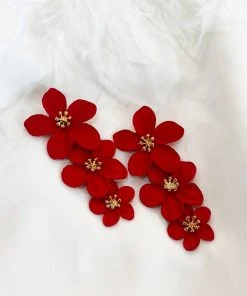 Alamour The Label Carola Red Multi Flower Earrings