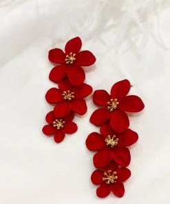Alamour The Label Carola Red Multi Flower Earrings