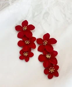Alamour The Label Carola Red Multi Flower Earrings