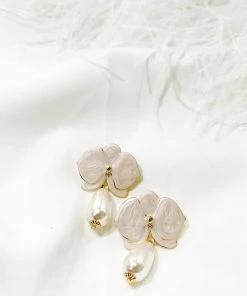 Alamour The Label NEW ARRIVALS Mia Flower Stud With Pearl Drop Earrings
