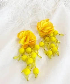 Alamour The Label Shailee Yellow Flower Drop Earrings