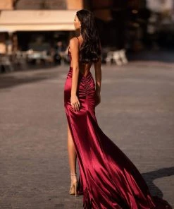 Alamour Made-To-Order Estela Satin Gown - Burgundy 11 Alamour Made-To-Order Estela Satin Gown - Burgundy