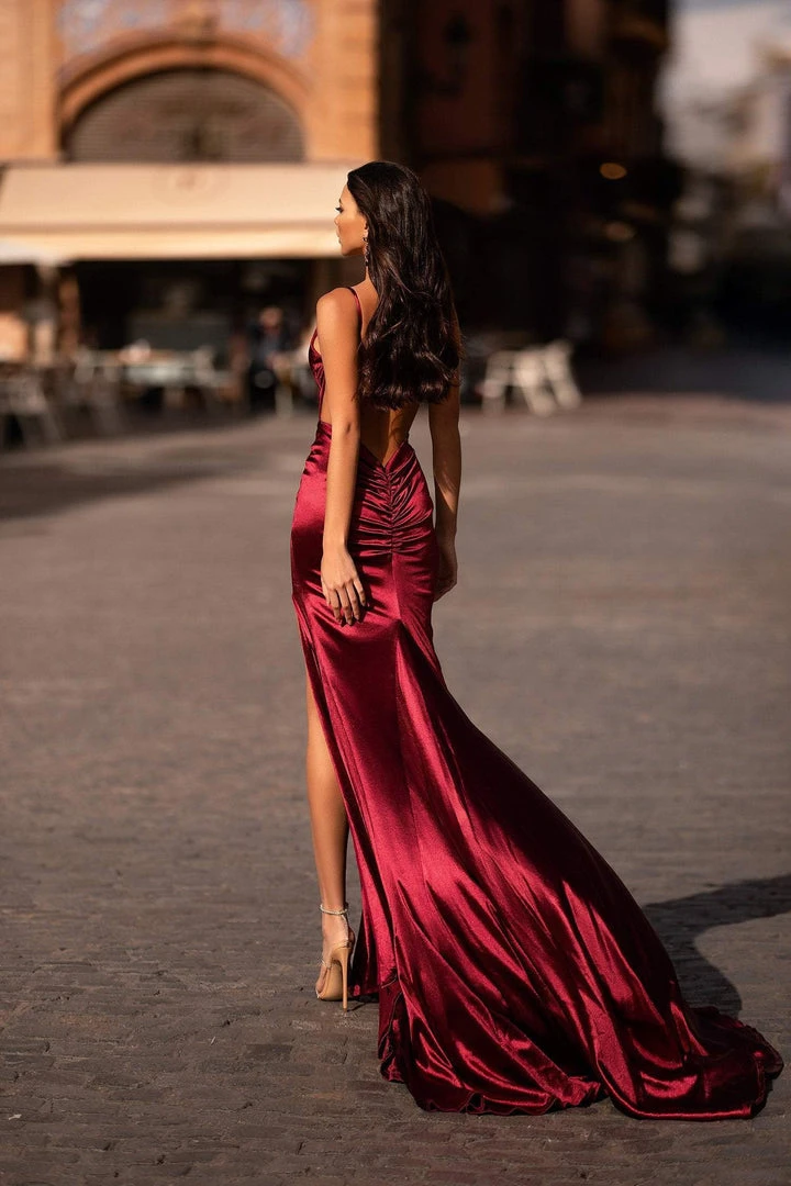 Alamour Made-To-Order Estela Satin Gown - Burgundy 6 Alamour Made-To-Order Estela Satin Gown - Burgundy