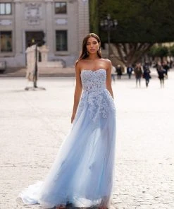 Alamour Made-To-Order Estafania Beaded Tulle Gown - Baby Blue A-Line Gowns 13 Alamour Made-To-Order Estafania Beaded Tulle Gown - Baby Blue A-Line Gowns