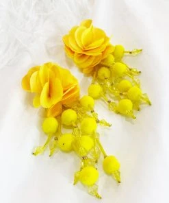Alamour The Label Shailee Yellow Flower Drop Earrings