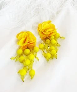 Alamour The Label Shailee Yellow Flower Drop Earrings
