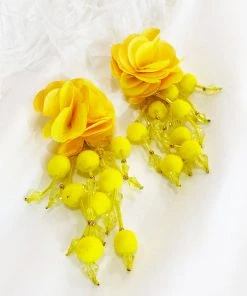 Alamour The Label Shailee Yellow Flower Drop Earrings