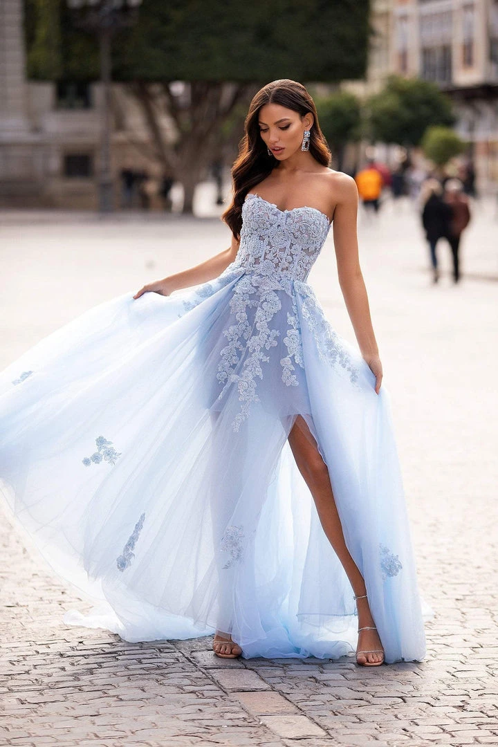 Alamour Made-To-Order Estafania Beaded Tulle Gown - Baby Blue A-Line Gowns 7 Alamour Made-To-Order Estafania Beaded Tulle Gown - Baby Blue A-Line Gowns