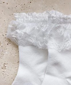 Alamour The Label To Lounge At Home White Cotton Lace Frill Socks