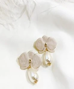 Alamour The Label NEW ARRIVALS Mia Flower Stud With Pearl Drop Earrings