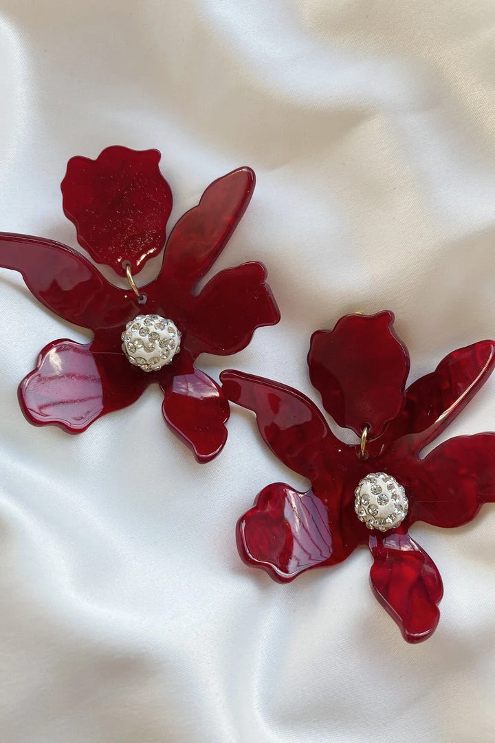 Alamour The Label Luna Burgundy Flower Earrings 6 Alamour The Label Luna Burgundy Flower Earrings