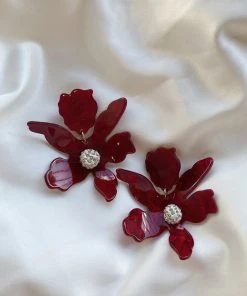 Alamour The Label Luna Burgundy Flower Earrings 10 Alamour The Label Luna Burgundy Flower Earrings