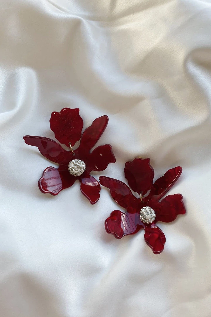 Alamour The Label Luna Burgundy Flower Earrings 5 Alamour The Label Luna Burgundy Flower Earrings