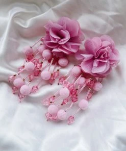 Alamour The Label Shailee Pink Flower Drop Earrings