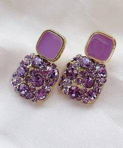 Alamour The Label Cassidy Lilac Diamante Studs Earrings