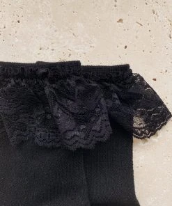 Alamour The Label Black Cotton Lace Frill Socks