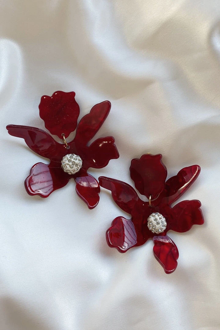 Alamour The Label Luna Burgundy Flower Earrings 4 Alamour The Label Luna Burgundy Flower Earrings