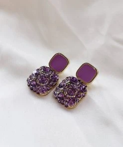 Alamour The Label Cassidy Lilac Diamante Studs Earrings