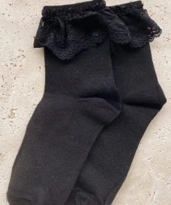 Alamour The Label Black Cotton Lace Frill Socks