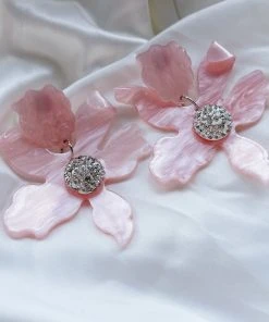 Alamour The Label Luna Pink Flower Statement Earrings
