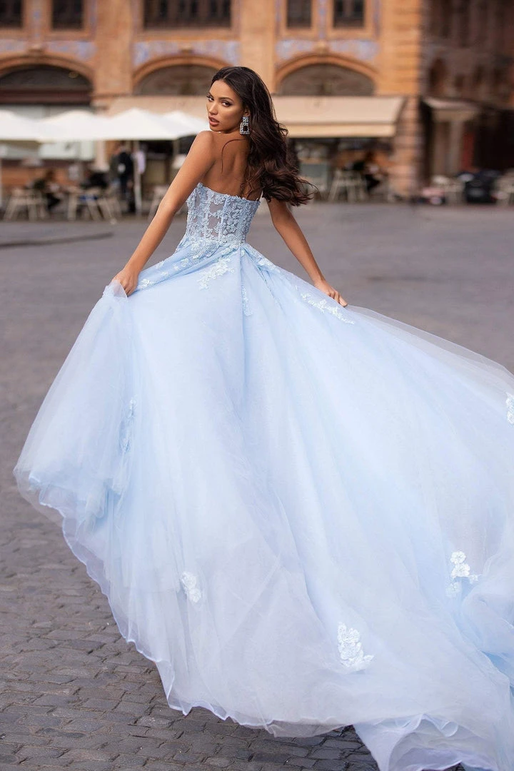 Alamour Made-To-Order Estafania Beaded Tulle Gown - Baby Blue A-Line Gowns 5 Alamour Made-To-Order Estafania Beaded Tulle Gown - Baby Blue A-Line Gowns
