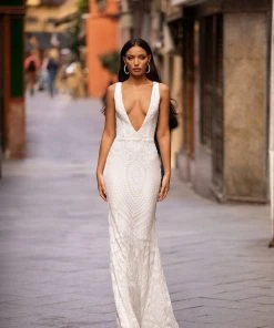 Alamour Made-To-Order Estera Sequin Gown - White Made-To-Order Gowns