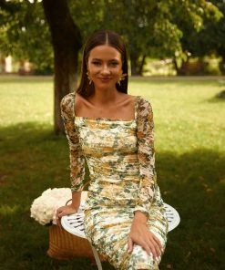 Alamour The Label Fleur Long Sleeve Midi Dress DRESSES