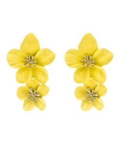 Alamour The Label NEW ARRIVALS Emma Yellow Double Flower Studs