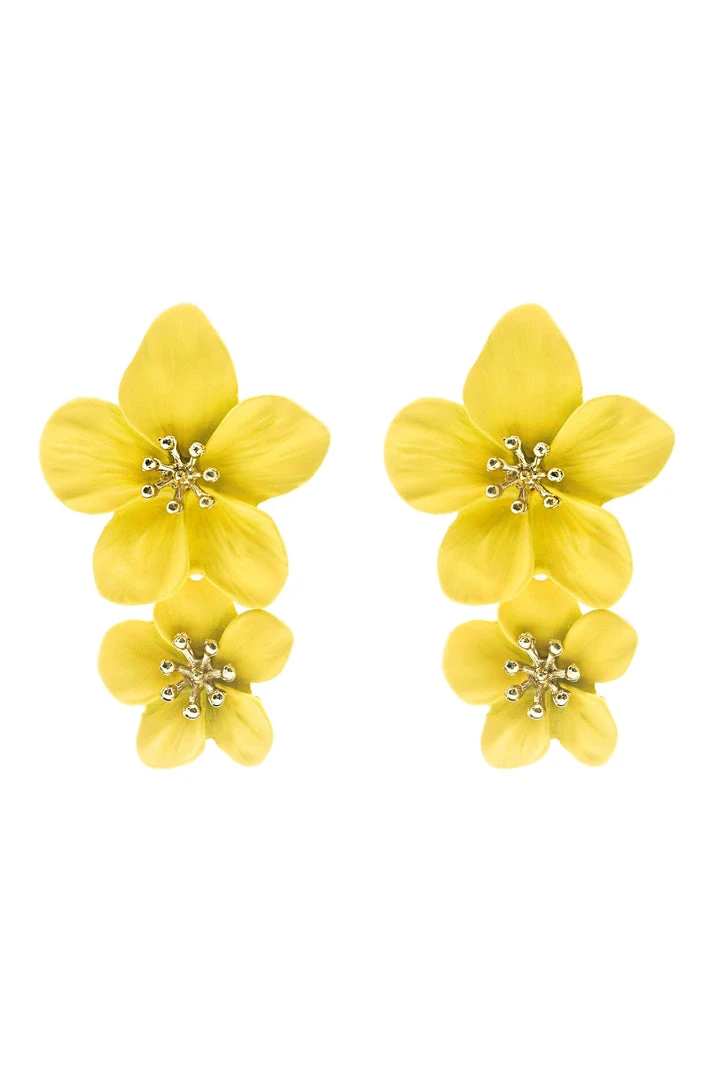 Alamour The Label NEW ARRIVALS Emma Yellow Double Flower Studs 1 Alamour The Label NEW ARRIVALS Emma Yellow Double Flower Studs