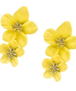 Alamour The Label NEW ARRIVALS Emma Yellow Double Flower Studs