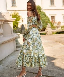 Alamour The Label Fleur Floral Yellow Roses Midi Set DRESSES