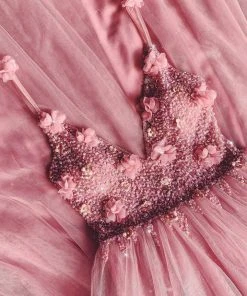 Alamour Made-To-Order Made-To-Order Gowns Jalicia Beaded Tulle Gown - Dusty Pink 6 Alamour Made-To-Order Made-To-Order Gowns Jalicia Beaded Tulle Gown - Dusty Pink