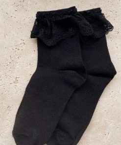 Alamour The Label Black Cotton Lace Frill Socks