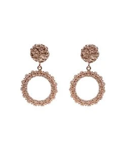 Alamour The Label Felicity Rose Gold Textured Circle Drop Earrings